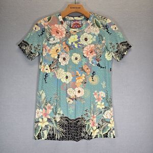 Johnny Was Tee Womens XS Millay Floral Print Short Sleeve Jersey Shirt Bamboo